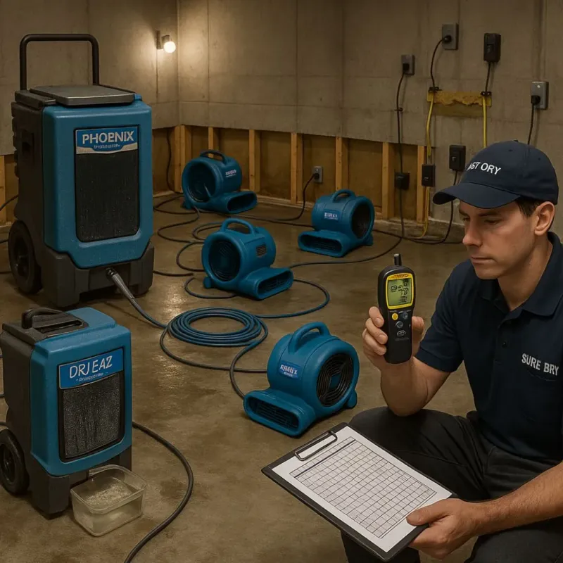 Structural Drying and Dehumidification process in Veazie, ME